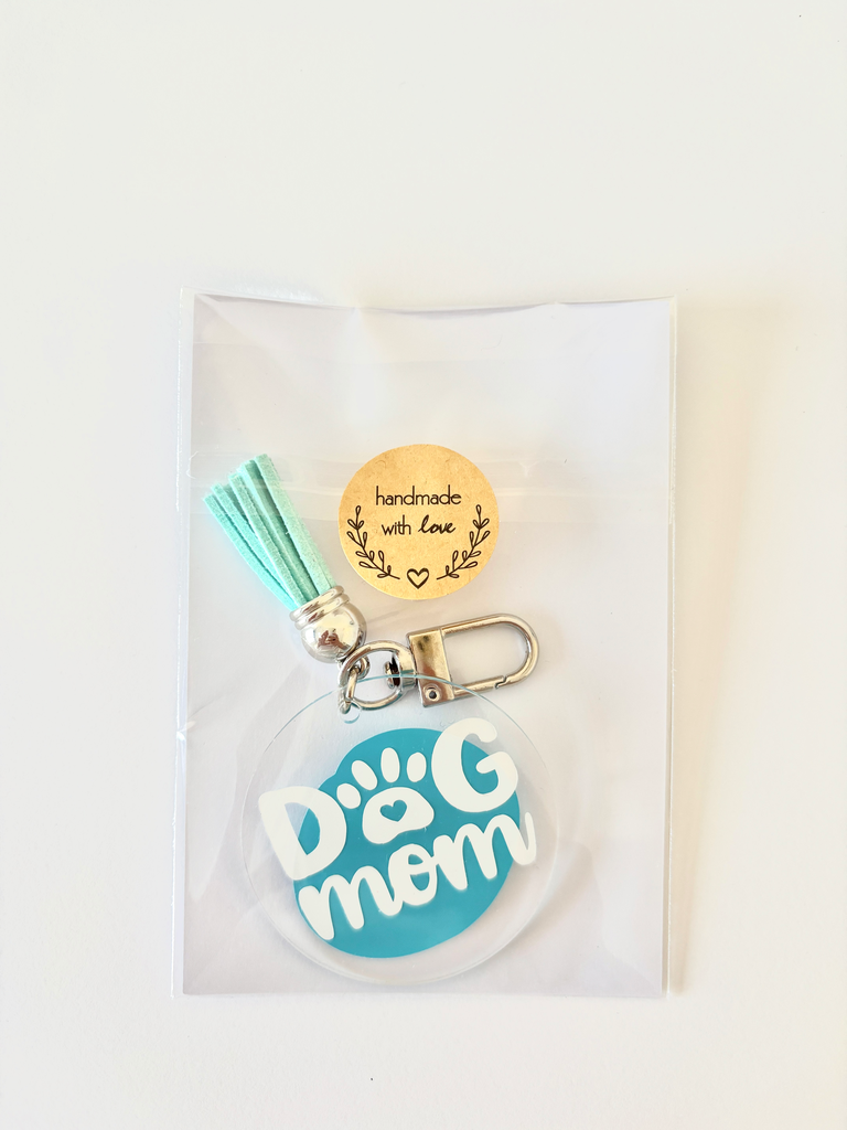 Llavero "Dog mom" azul